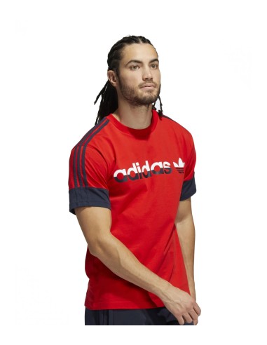 Adidas - Camiseta Hombre Roja - SPRT Split 3 Bandas