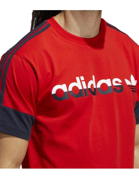 Adidas - Camiseta Hombre Roja - SPRT Split 3 Bandas