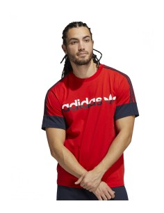 Adidas - Camiseta Hombre Roja - SPRT Split 3 Bandas