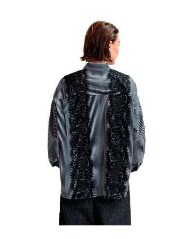 Essentiel Antwerp - Camisa Oversize De Rayas Con Ribete De Encaje